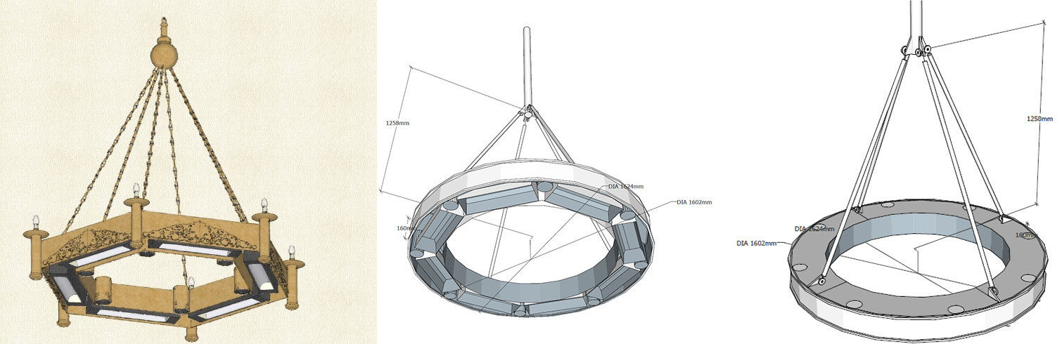Lustre chauffant - Modélisation sur le logiciel 3D SketchUp de la structure