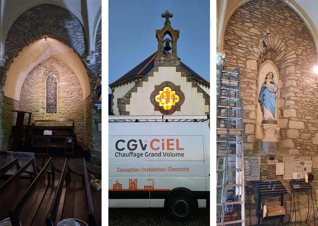 CGV CIel : Eclairage de la chapelle de Penvins à Sarzeau